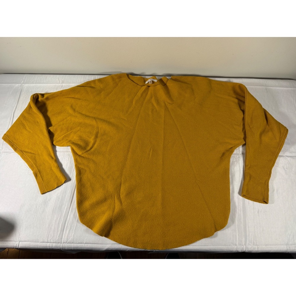 Vila Milano Mustard Yellow Batwing Knit Sweater Crew Neck Size M